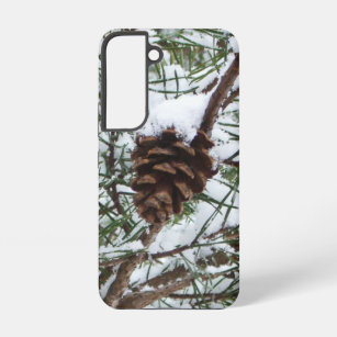 Snowy Pine Cone II Winter Nature Photography Samsung Galaxy Case