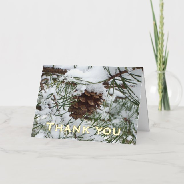 Snowy Pine Cone Thank You Card (Front)