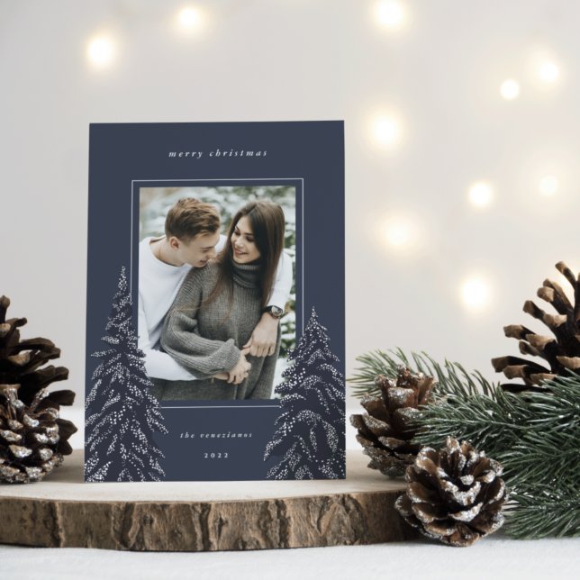 Snowy Pine | Elegant Christmas Photo Holiday Card (Creator Uploaded)