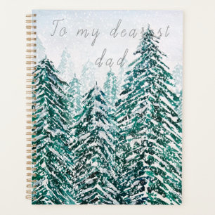 snowy pine forest green version 2 hand painted planner