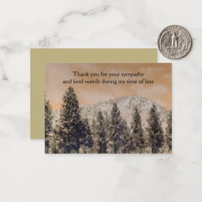 Snowy Pine Forest Thank You Card (Front/Back In Situ)