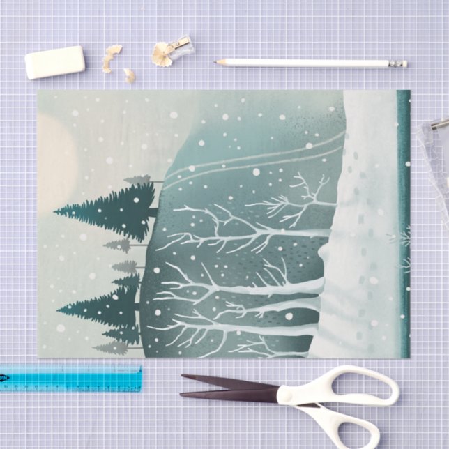 Snowy Pine Forest | Woodland Christmas Holiday Tissue Paper (Craft)