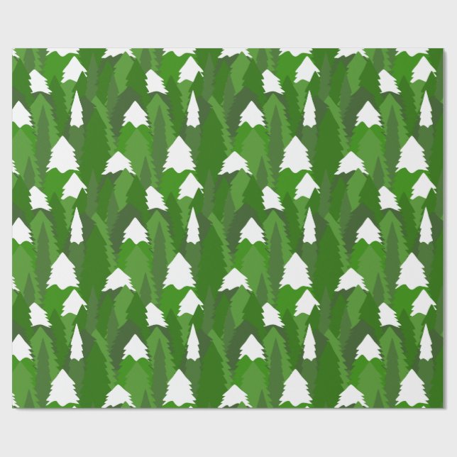Snowy Pine Forest Wrapping Paper (Flat)