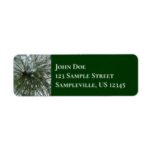 Snowy Pine Needles Winter Nature Photography Return Address Label