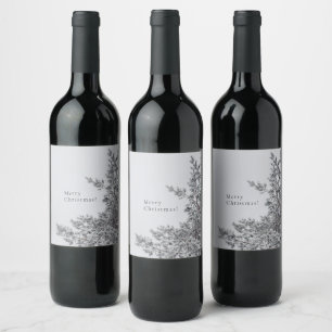 Snowy Pine, Scandinavian Christmas aesthetic Wine Label