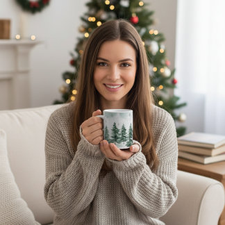 Snowy Pine Tree Winter Scene | Christmas Gift   Coffee Mug