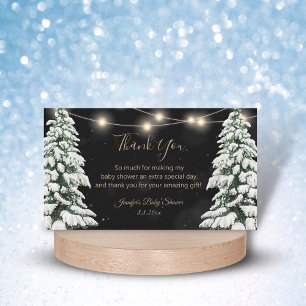  snowy pine trees  baby shower thank you black card