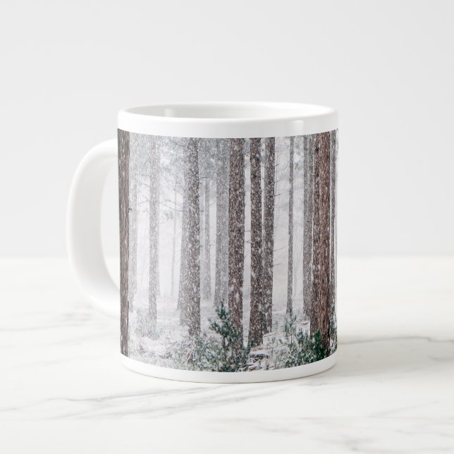 Snowy Pine trees Large Coffee Mug (Front Left)