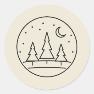 Snowy Pines and Falling Snow Circle Badge Classic Round Sticker
