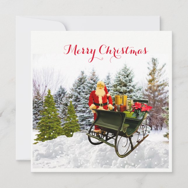 Snowy Pines and Santa Claus Christmas Flat Cart (Front)