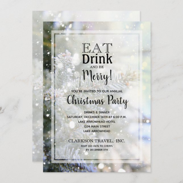 Snowy Pines Christmas Holiday Invitations (Front/Back)