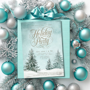 Snowy Pines Christmas Tree Typography Holiday Invitation
