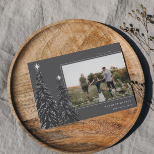 Snowy Pines Elegant Christmas Photo Holiday Card