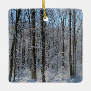 Snowy Poplar Forest I  Ceramic Ornament