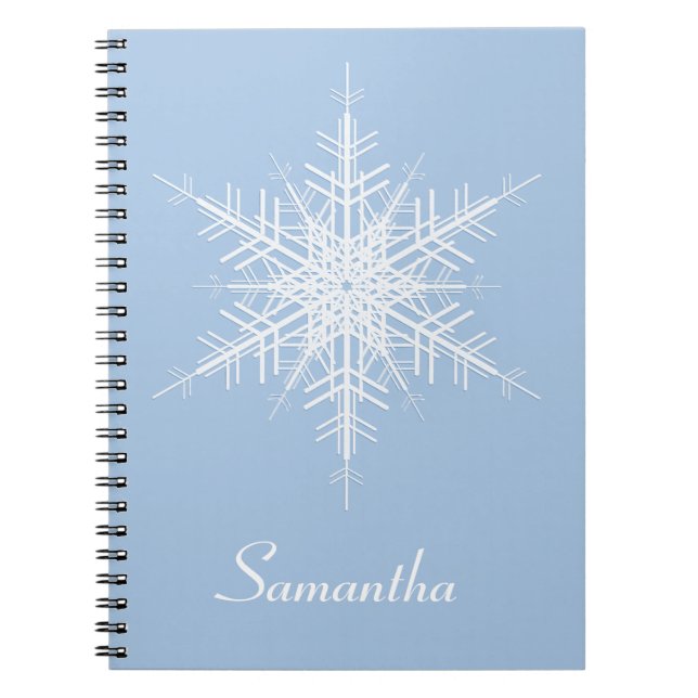 Snowy Powder Blue Snowflake Notebook (Front)