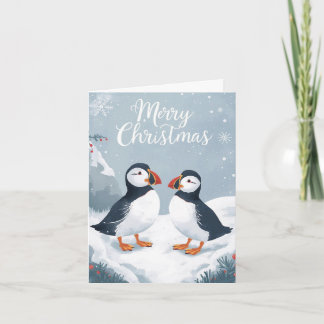 Snowy Puffins Christmas Card