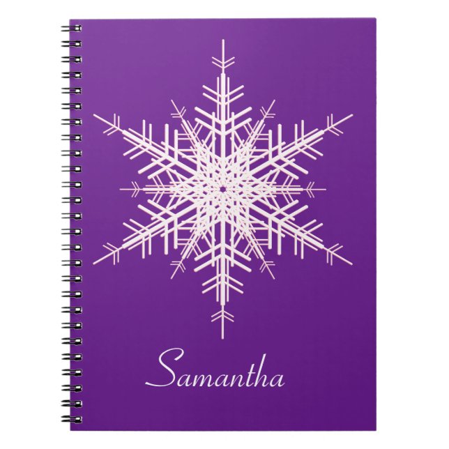 Snowy Purple Snowflake Notebook (Front)