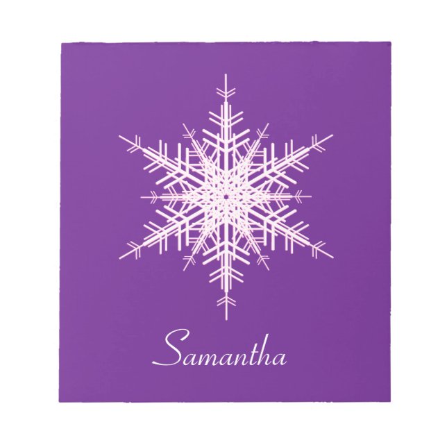 Snowy Purple Snowflake Notepad (Front)