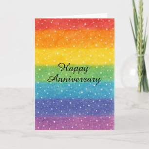 Snowy Rainbow Pride Anniversary LGBTQ+ Celebration Card