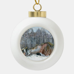 Snowy ravine ceramic ball christmas ornament