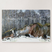 Snowy ravine painting watercolor