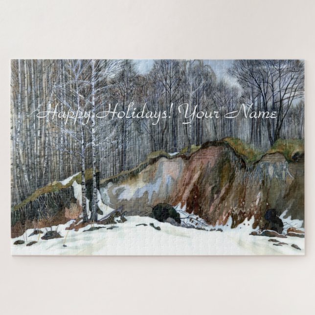 Snowy ravine  painting  watercolor jigsaw puzzle (Horizontal)