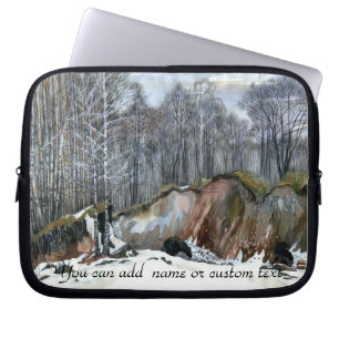 Snowy ravine painting  watercolor laptop sleeve