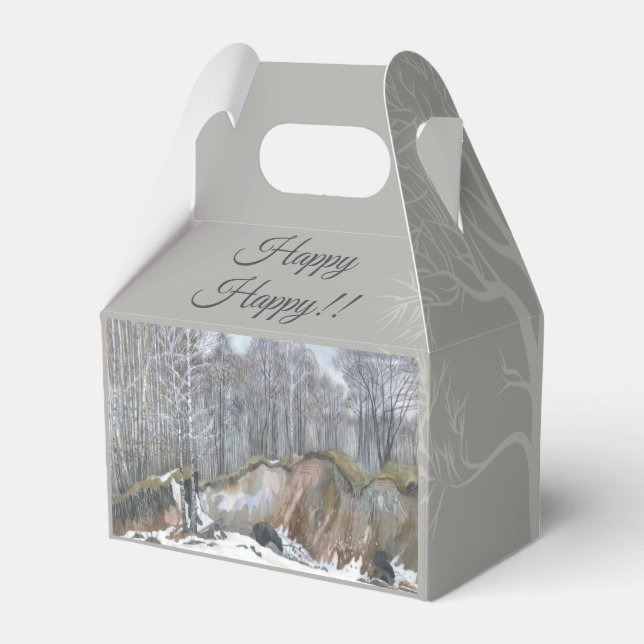Snowy ravine watercolor favour box (Back Side)
