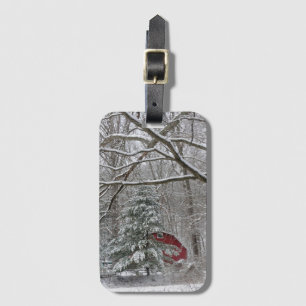 Snowy Red Barn Luggage Tag