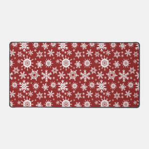 Snowy Red Desk Mat