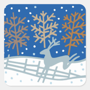 Snowy Reindeer Christmas Holiday Stickers