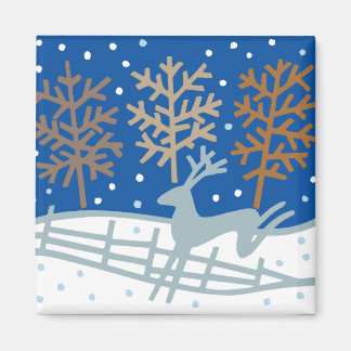 Snowy Reindeer Magnet