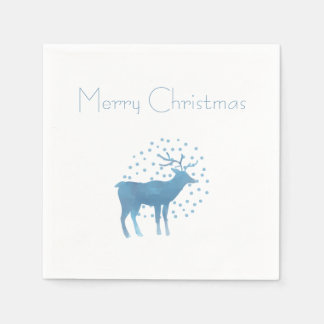 Snowy Reindeer Merry Christmas Napkin
