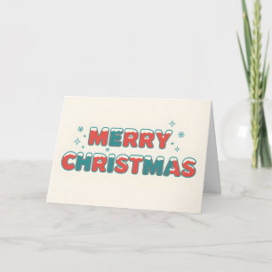 Snowy Retro Kids Script Merry Christmas Holiday Card