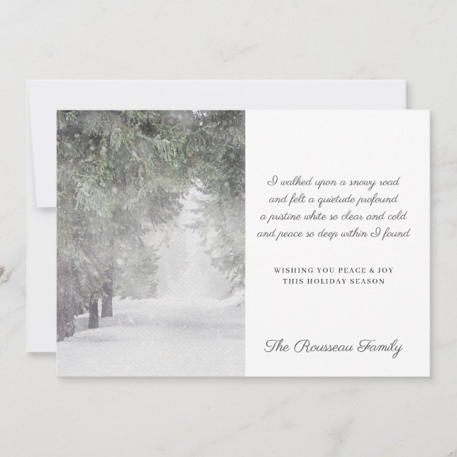 Snowy Road Peace Poem Holiday Card (Front)