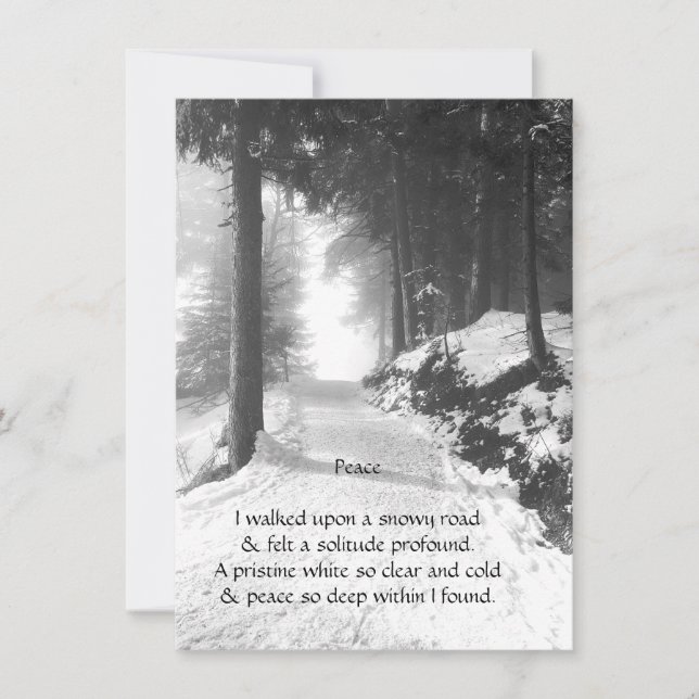 Snowy Road Peace Poem Holiday Card (Front)