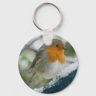 Snowy Robin Keychain