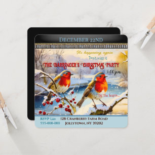 Snowy Robins Christmas Party Invitation