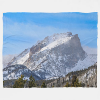 Snowy Rocky Mountain Top Fleece Blanket