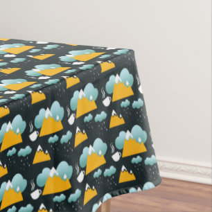 Snowy Rustic Winter Forest Mountain Tablecloth