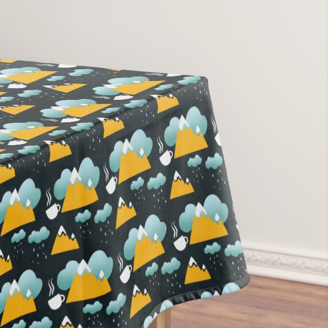 Snowy Rustic Winter Forest Mountain  Tablecloth (In Situ)