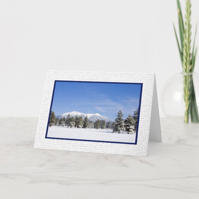 Snowy San Francisco Peaks Photo Custom Greeting Holiday Card (Front)