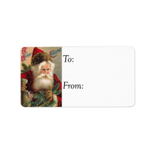 Snowy Santa Vintage Gift Tag