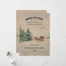 Snowy Scene Forest Merry Christmas Holiday Card