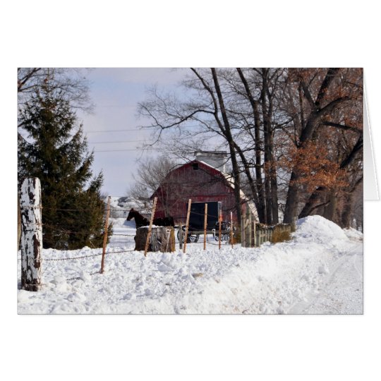 Snowy Scene in Amish Country Card