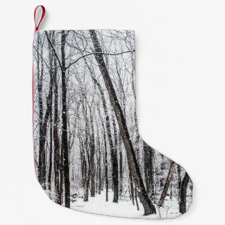 Snowy Scene in Woodland Michigan Small Christmas Stocking