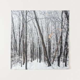 Snowy Scene in Woodland Michigan Tapestry