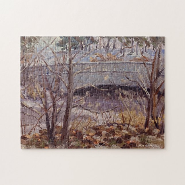Snowy Scene of Bridge in Forest Park St Louis  Jigsaw Puzzle (Horizontal)