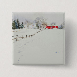 Snowy scenery watercolor 15 cm square badge