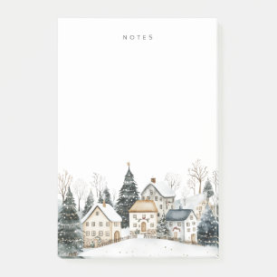 Snowy Scenic Christmas Village Holiday Post-it Notes
